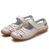 Sandalias de mujer - Punta cerrada - Piel transpirable - Suela cómoda antideslizante - Cierre de velcro ajustable