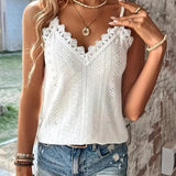 Camisola para mujer - Encaje en contraste - Cuello en V - Tirantes ajustables