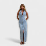 Lacey - Maxi vestido de denim con lavado suave
