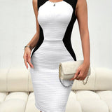 Vestido de mujer - Corte ajustado - Sin mangas - Detalle en contraste - Elegante y moderno