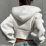 Sudadera con capucha corta asimétrica, elegante y sencilla