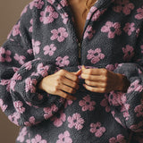 Sudadera polar floral cálida y esponjosa