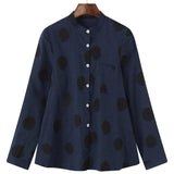 Blusa de mujer – Corte holgado – Tejido transpirable – Estampado de lunares – Mangas largas