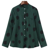 Blusa de mujer – Corte holgado – Tejido transpirable – Estampado de lunares – Mangas largas