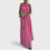 Briar - Maxi Vestido de Mezcla de Lino con Tirantes Drapados