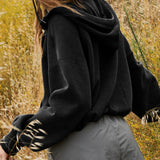Sudadera corta lisa con cremallera y estilo deportivo