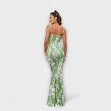 Thalia - Vestido de fiesta con estampado floral y tirantes atados