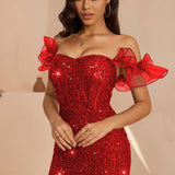 Elegante mini vestido de noche con lentejuelas