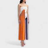 Leto - Vestido elegante con bloqueo de color y flecos de moda