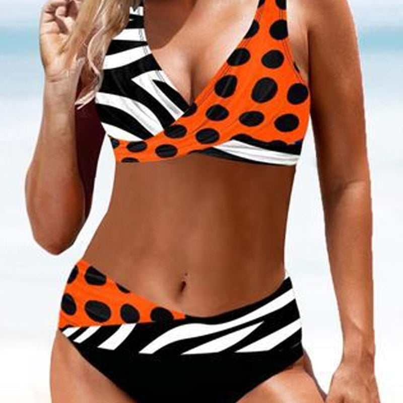 Bikini de mujer – Corte ajustado – Parte superior retorcida – Braguita ajustable con lazo – Secado rápido
