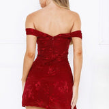 Vestido de noche de punto jacquard sin tirantes