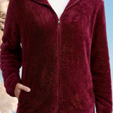 Chaqueta informal de piel sintética con cremallera