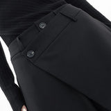 Pantalones de mujer - Cintura alta - Pierna ancha y fluida - Caída asimétrica - Elegante y chic