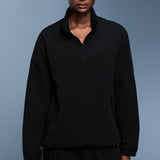 Sudadera deportiva holgada, lisa y con media cremallera