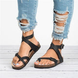 Sandalias de mujer - Suela de corcho cómoda - Múltiples tiras con hebilla - Estilo casual