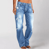 Vaqueros bootcut para mujer - Tiro medio - Efecto desgastado - Corte ajustado - Estilo casual