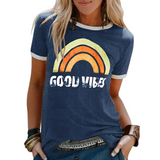 Camiseta de mujer – Corte clásico – Punto suave – Cuello redondo – Gráfico informal