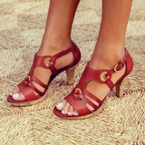 Sandalias de mujer – Tacón ancho – Punta abierta – Suela de corcho – Diseño moderno de tiras