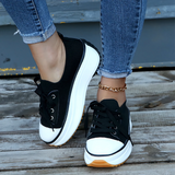 Zapatillas de mujer - Suela de plataforma gruesa - Calcetín de punto - Cordones ajustables