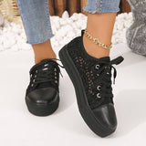 Zapatillas deportivas para mujer – Parte superior con cordones transpirables – Corte bajo – Suela plana antideslizante