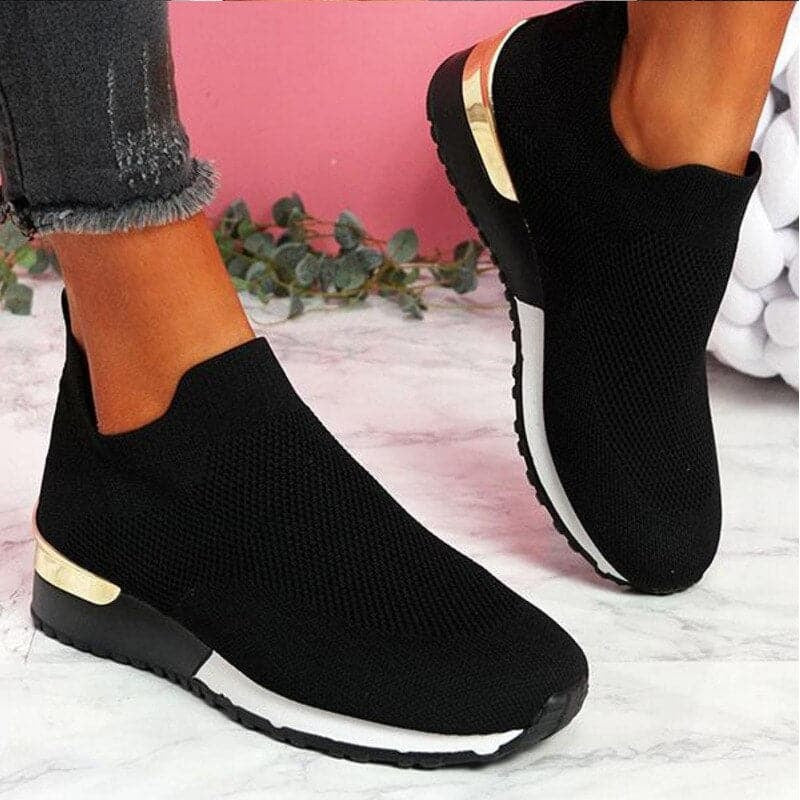 Zapatillas deportivas para mujer - Tejido de punto transpirable - Suela ligera y cómoda - Sin cordones