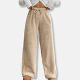 Pantalones de estar por casa para mujer – Polar suave – Corte holgado – Cintura elástica con cordón
