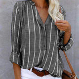 Olivia - Preciosa blusa de algodón a rayas