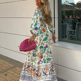 Conjunto de falda y top para mujer - Estilo cruzado - Mangas largas - Estampado floral - Fluido