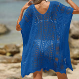 Túnica de playa para mujer – Tejido ligero – Corte holgado – Mangas cortas – Dobladillo festoneado
