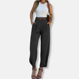 Pantalones de mujer - Tejido - Cintura alta - Largo hasta el tobillo