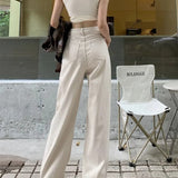 Ellen - Pantalones modernos, de pierna ancha y cintura alta.