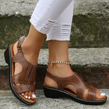 Sandalias de mujer - Piel auténtica - Tacón cuadrado cómodo - Punta abierta - Correa ajustable