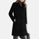 Gabardina de mujer – Corte entallado – Lana – Largo hasta la rodilla – Cuello con muesca