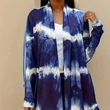 Elegante y chic cárdigan bohemio abierto con efecto tie-dye para mujer