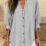 Blusa de mujer – Corte relajado – Rayas verticales – Tejido suave y transpirable – Mangas 3/4