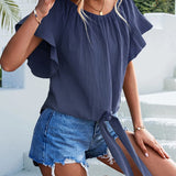Ima - Blusa moderna de cuello redondo