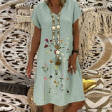 Chantal - Vestido de lino cómodo con un estampado elegante