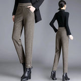 Pantalones rectos Sophie Chevron | Pantalones de lana