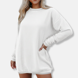 Sudadera de mujer – Corte oversize – Mangas largas – Cuello redondo – Algodón suave