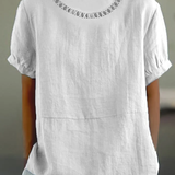 Blusa de mujer - Tejido ligero y transpirable - Mangas cortas - Cuello redondo elegante