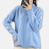 Suéter de mujer - Tejido ligero - Cuello alto - Mangas largas - Corte holgado