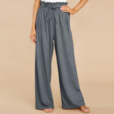 Pantalones anchos para mujer - Cintura alta - Tejido suave - Cintura ajustable - Comodidad elegante