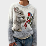 Klementína - Suéter de peluche con conejo navideño