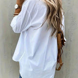 Camisa de mujer - Corte holgado - Mangas largas - Cuello clásico - Bolsillos en el pecho