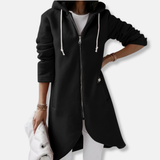 Chaqueta sudadera para mujer – Corte holgado – Algodón – Capucha con cremallera – Largo hasta la mitad del muslo