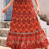 Falda larga para mujer - Estilo bohemio - Cintura elástica - Fluida y cómoda