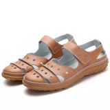 Sandalias de mujer - Punta cerrada - Piel transpirable - Suela cómoda antideslizante - Cierre de velcro ajustable
