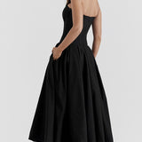 Vestido de noche trapecio sin tirantes