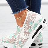 Zapatillas deportivas para mujer - Malla transpirable - Elegante bordado floral - Suela gruesa y cómoda