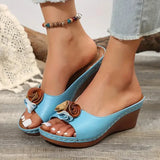 Sandalias de cuña para mujer - Punta abierta - Apliques florales - Comodidad estable y elegante